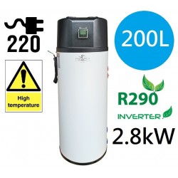 Todo en una bomba de calor 200l de alta temperatura inversor r290 2,8kw